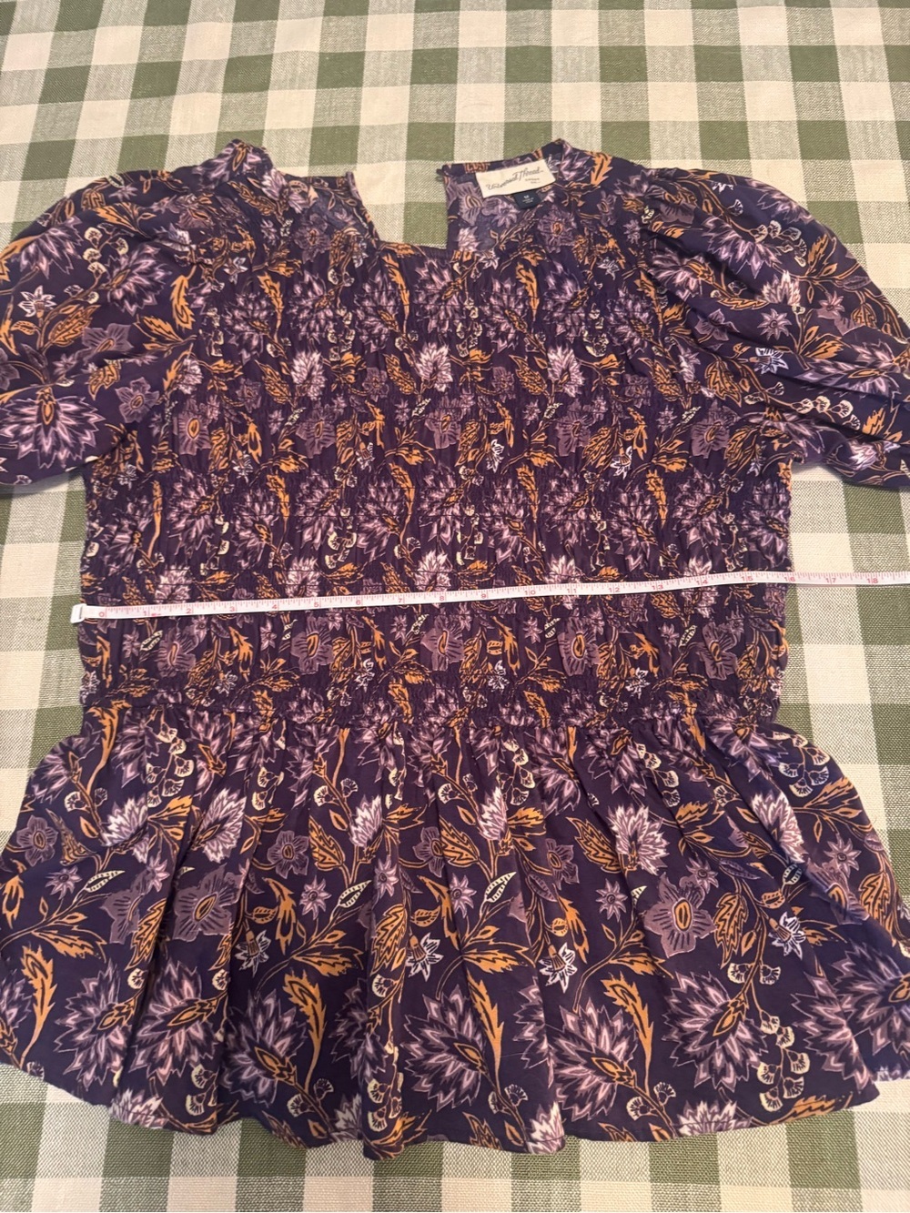 Universal Thread Purple Floral Smocked Peplum Blouse - Picture 11 of 13